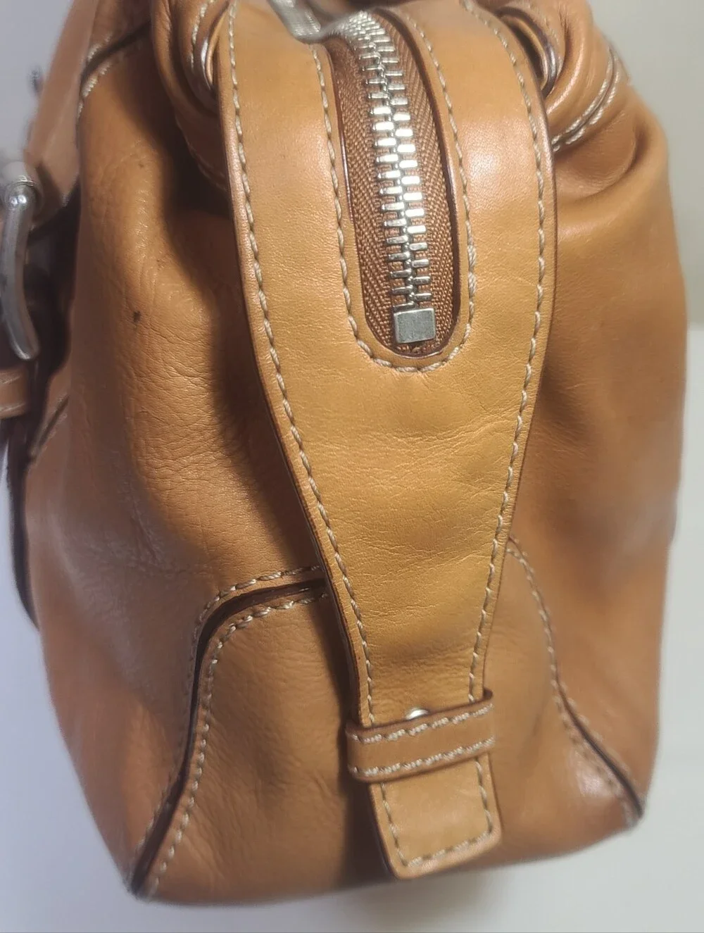 Michael Kors Vintage Brown Leather Bowler Bag Satchel Handbag Purse